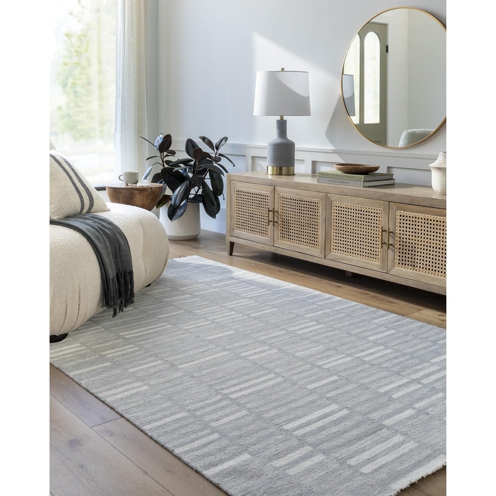 Madilyn Mid-Century Modern Stripe Fringed Area Rug