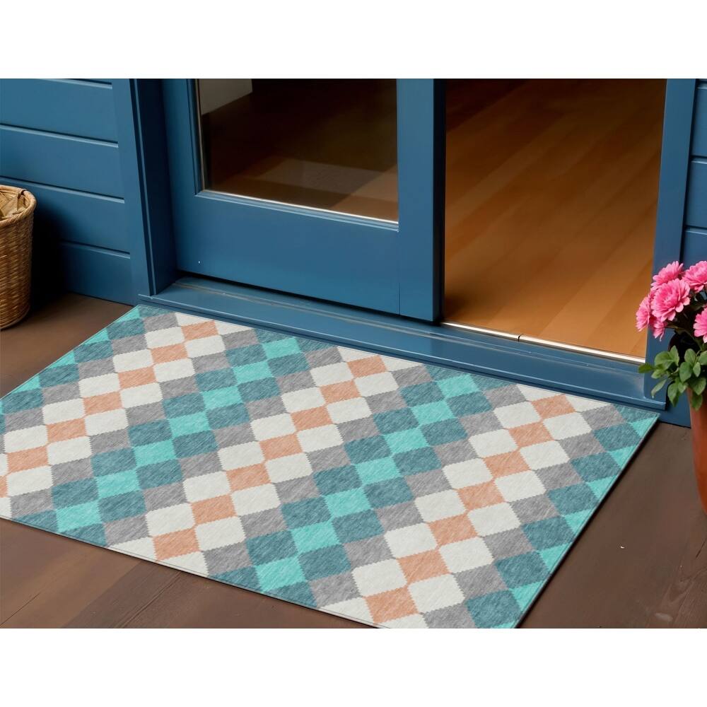 HomeRoots Geometric Transitional Rectangle Outdoor Rug