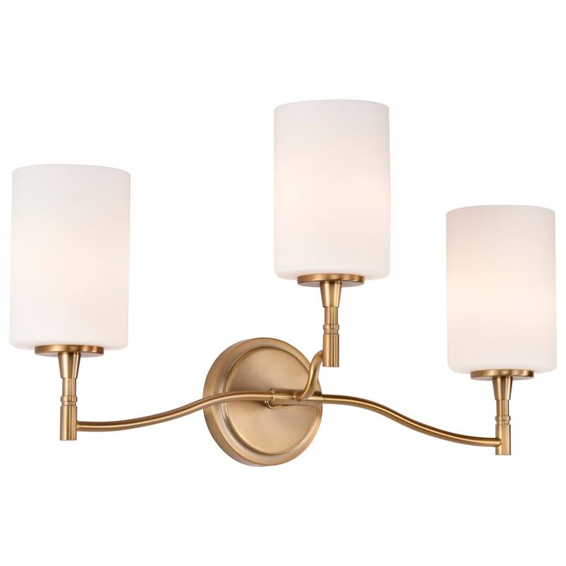 Liam 3 Light Vanity Burnished Brass White Opal Glass - Burnished Brass