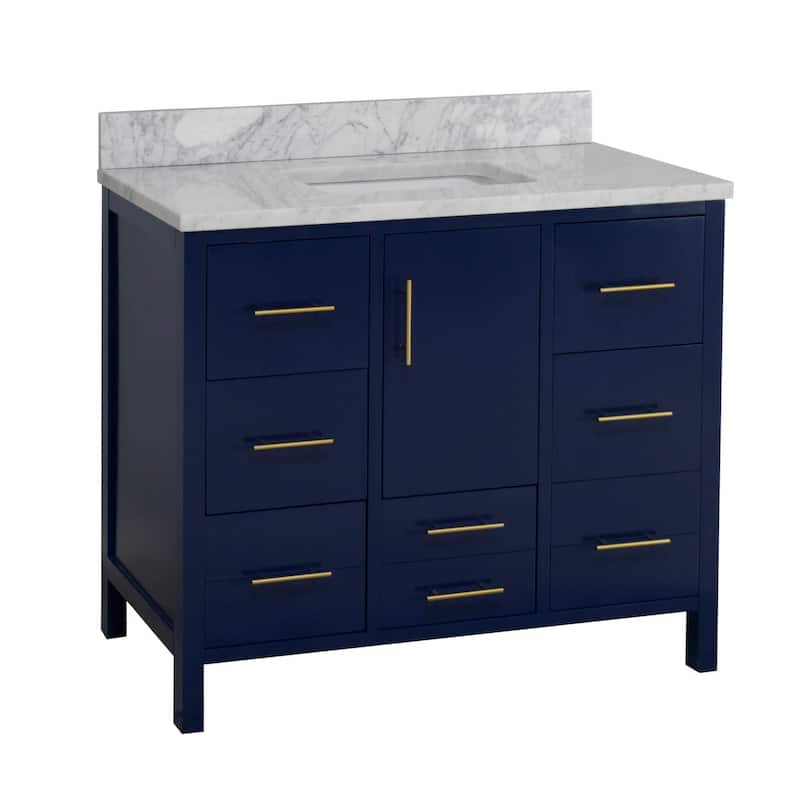 KitchenBathCollection California 42" Bathroom Vanity with Carrara Marble Top