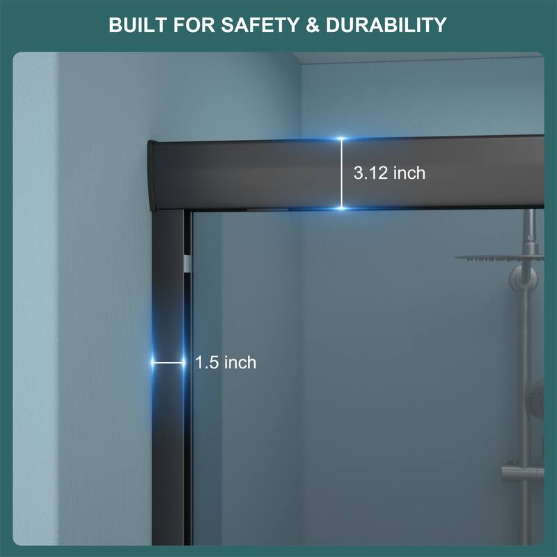 Double Sliding Shower Door w/ 8mm Tempered Glass,Stainless Steel Frame