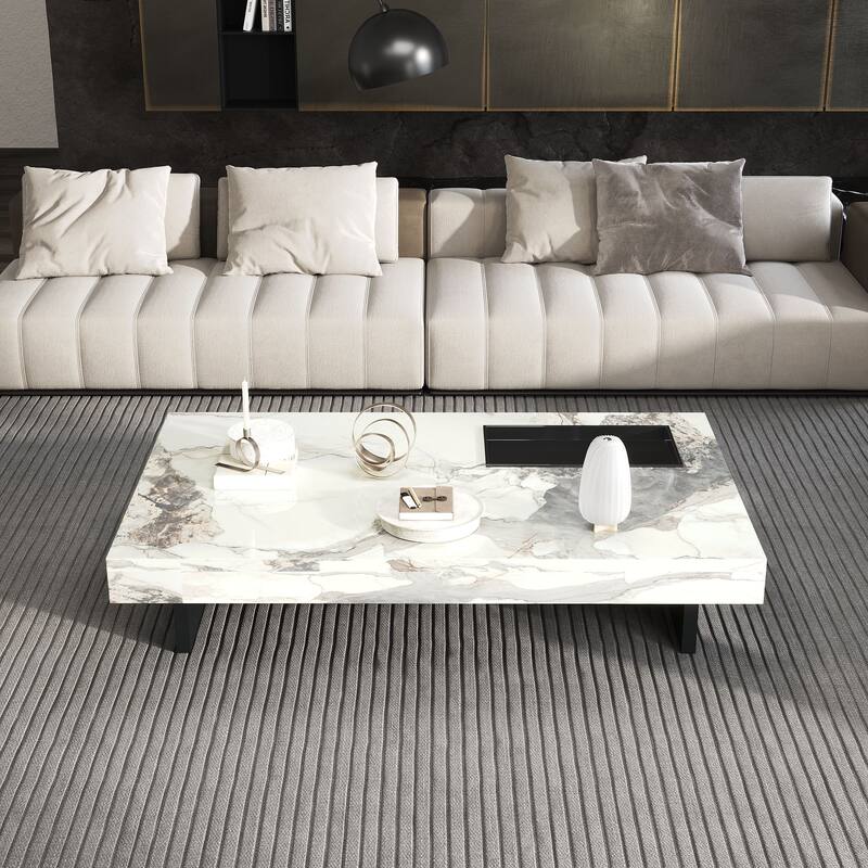 JASIWAY Light Luxury Sintered Stone Rectangle Coffee Table