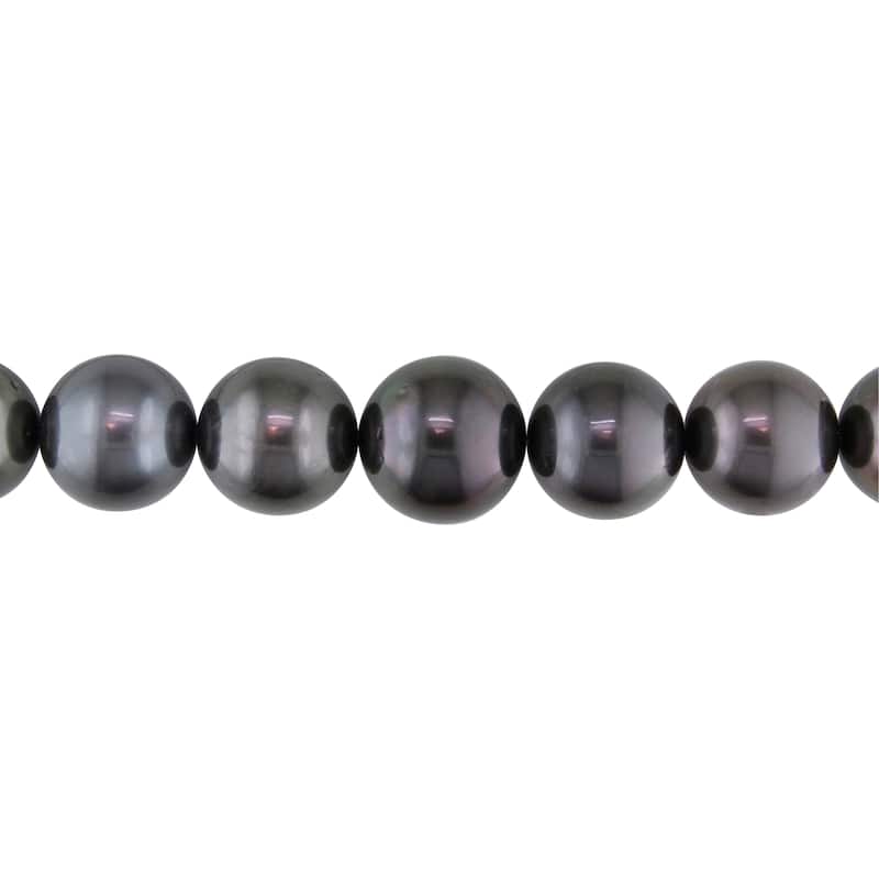 Miadora 14-17mm Cultured Tahitian Pearl Graduated Diamond Accent Necklace in 14k White Gold Ball Clasp