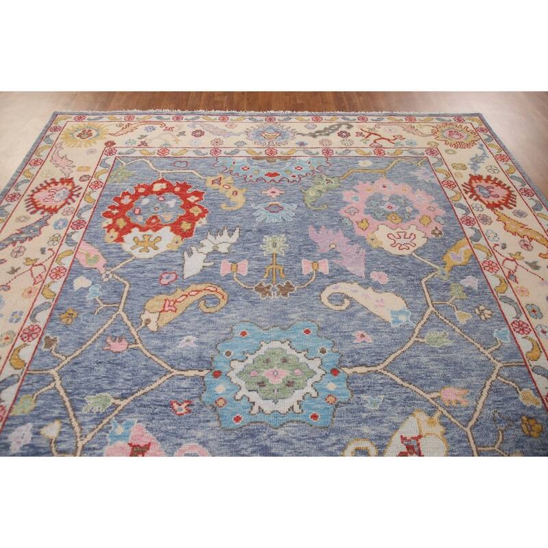 Floral Oushak Area Rug Handmade Wool Carpet - 8'11"x 11'9"