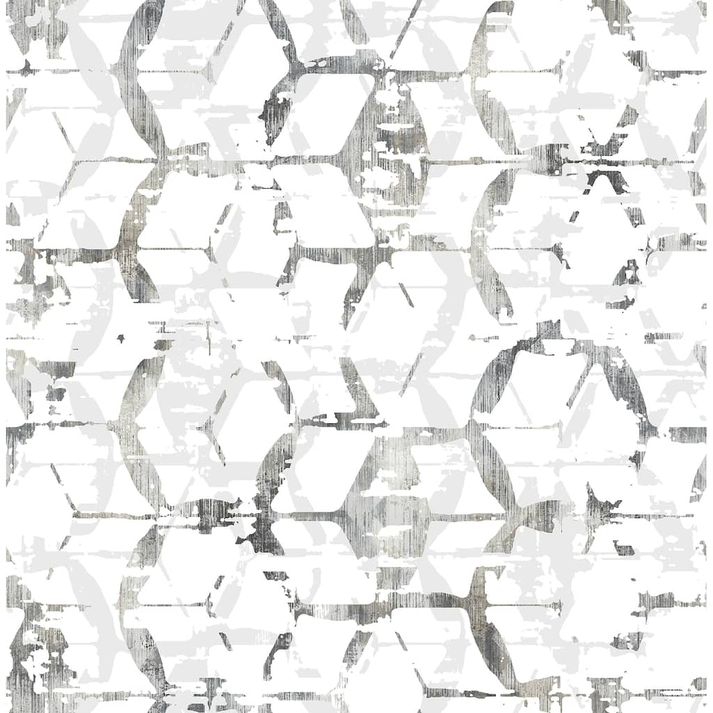 A-Street Prints Augustine Black Distressed Geometric Wallpaper