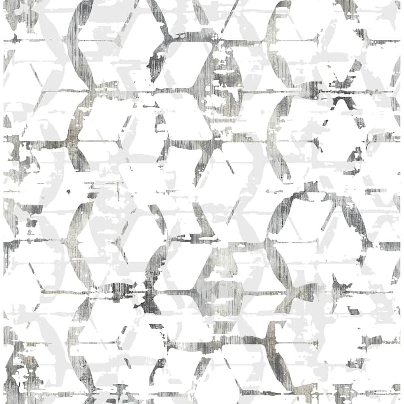 A-Street Prints Augustine Black Distressed Geometric Wallpaper