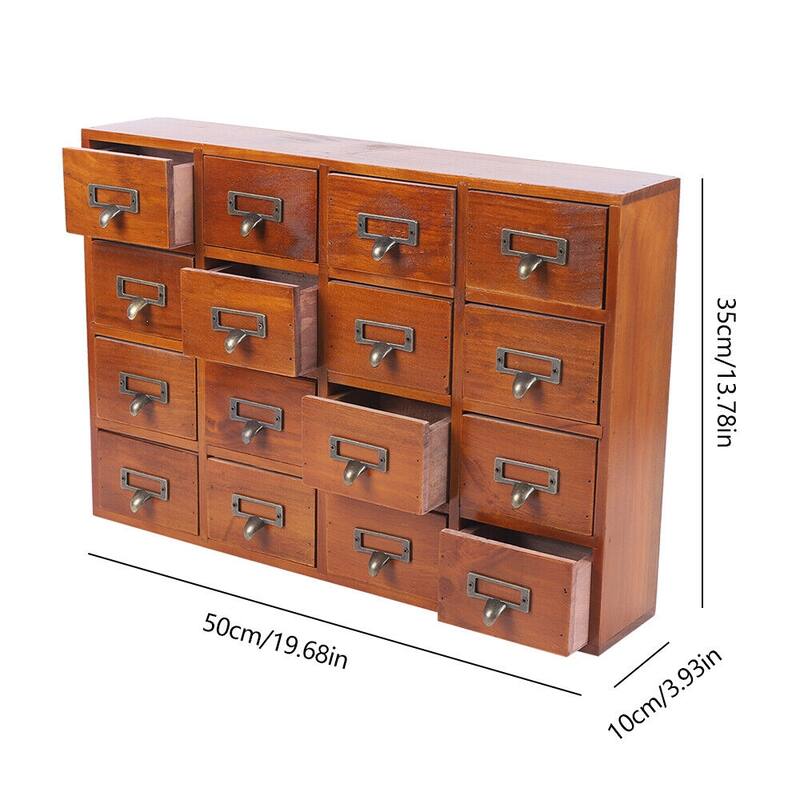 Traditional 16 Drawers Wood Apothecary Chest Storage Cabinet
