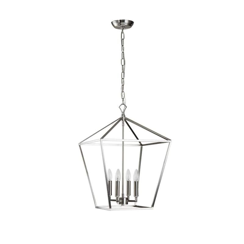 Brushed Nickel 4-Light Lantern Pendant 16 in with Sleeve - Brushed Nickel