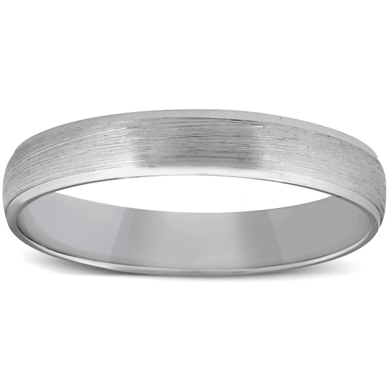 4mm Beveled & Brushed Wedding Band White Gold