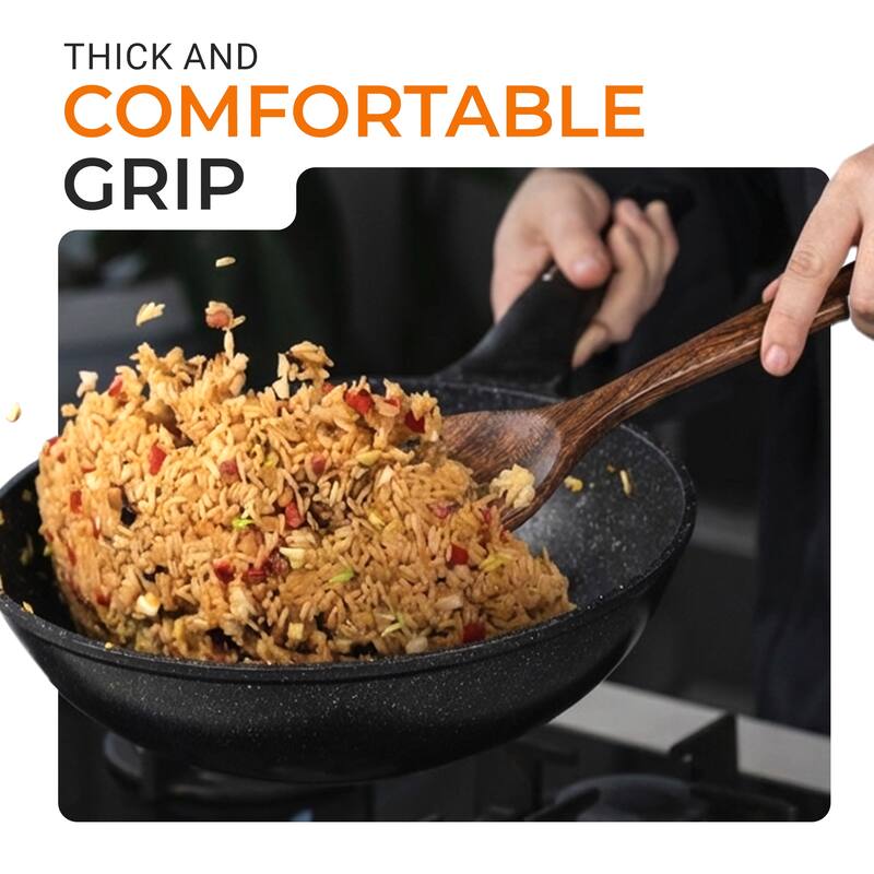 Cheer Collection Teak Wood Cooking Spatula with Ergonomic Handle for Nonstick Cookware