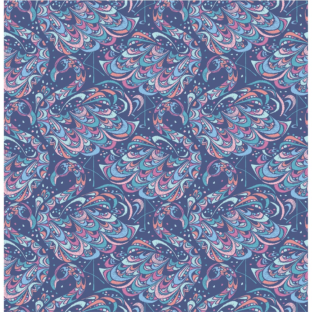 NuWallpaper Cobalt Flamingo Peel & Stick Vinyl Wallpaper - 216in x 20.5in x 0.025in