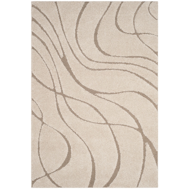 SAFAVIEH Florida Shag Sigtraud Abstract Waves 1.2-inch Thick Rug - 2'3" x 4' - Cream/Beige - Rectangle
