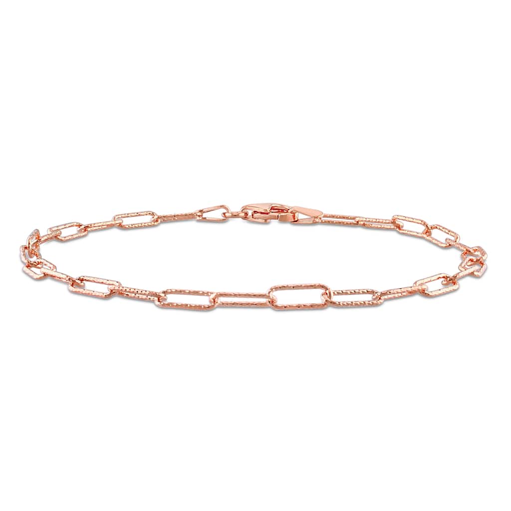Miadora 18kt Rose Gold Plated Sterling Silver Paperclip Bracelet
