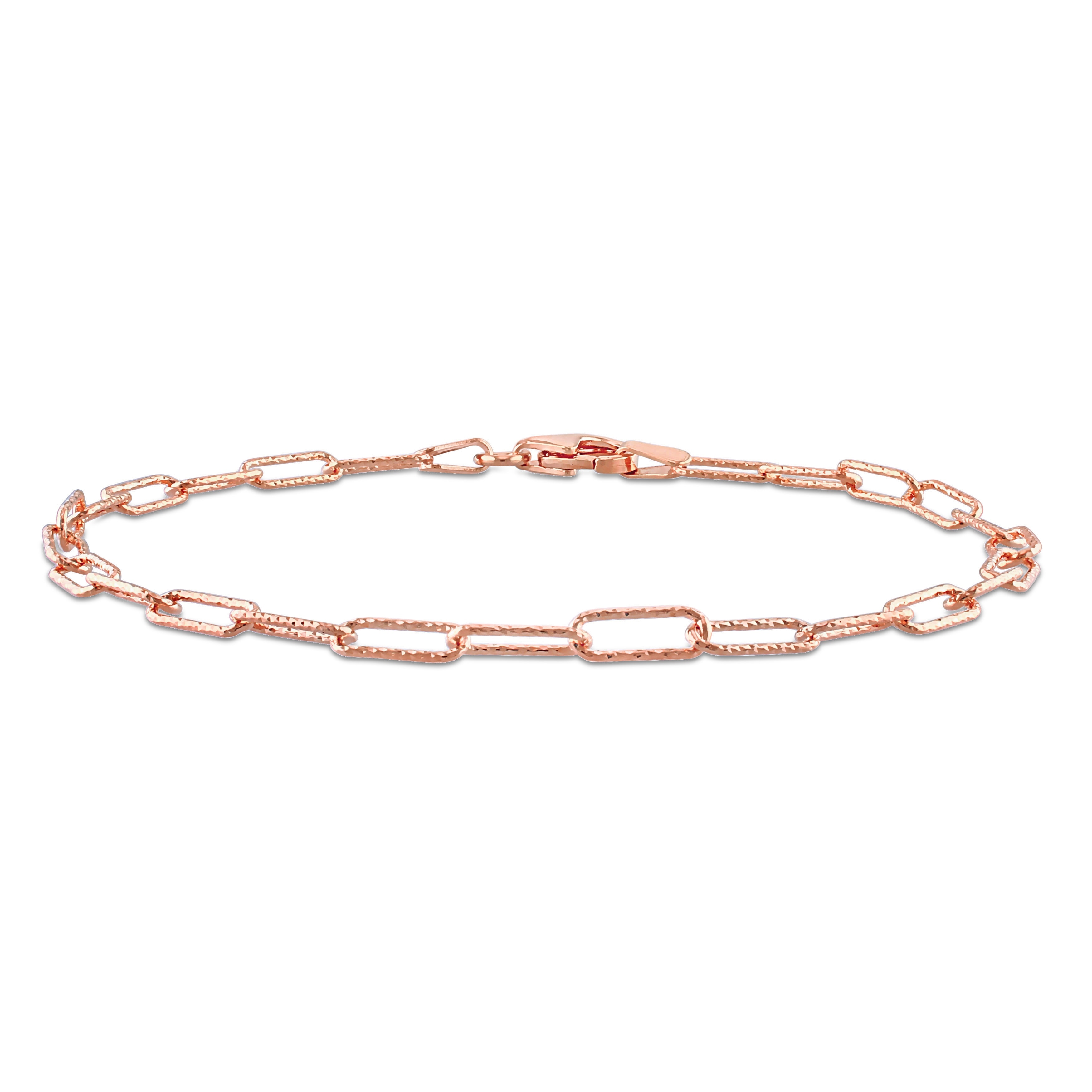 Miadora 18kt Rose Gold Plated Sterling Silver Paperclip Bracelet