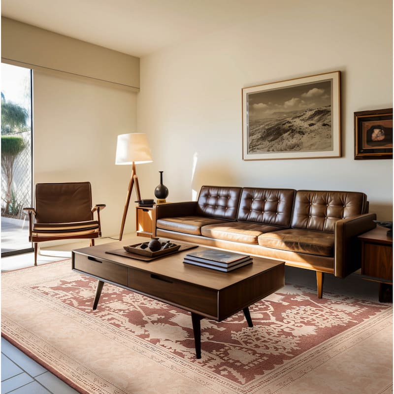 ECARPETGALLERY Hand-knotted Peshawar Oushak Dark Red Wool Rug - 8'2 x 10'3