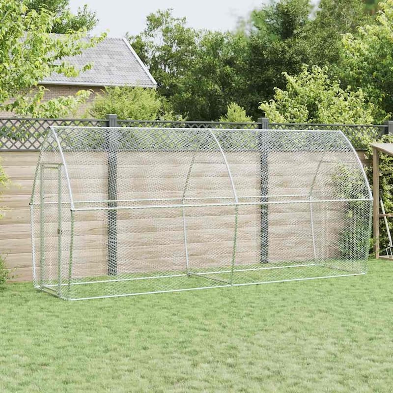 vidaXL Chicken Cage Silver 78.7"/157.5"x41.3"x71.7" Galvanized Steel - 157.5" x 41.3" x 71.7"