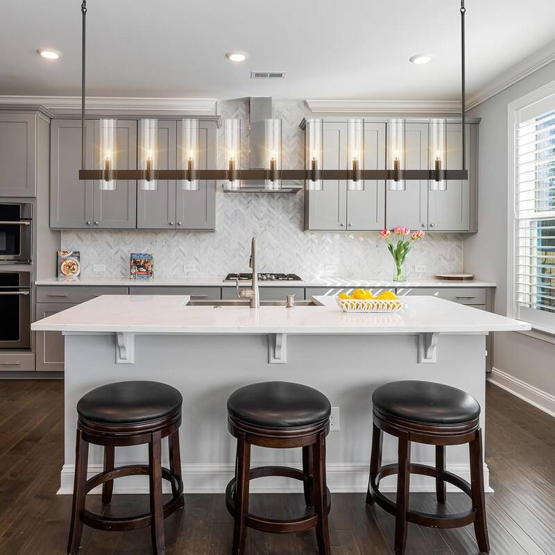 KAYLA Brass Kitchen Island Lighting- 16-Light Linear Chandelier