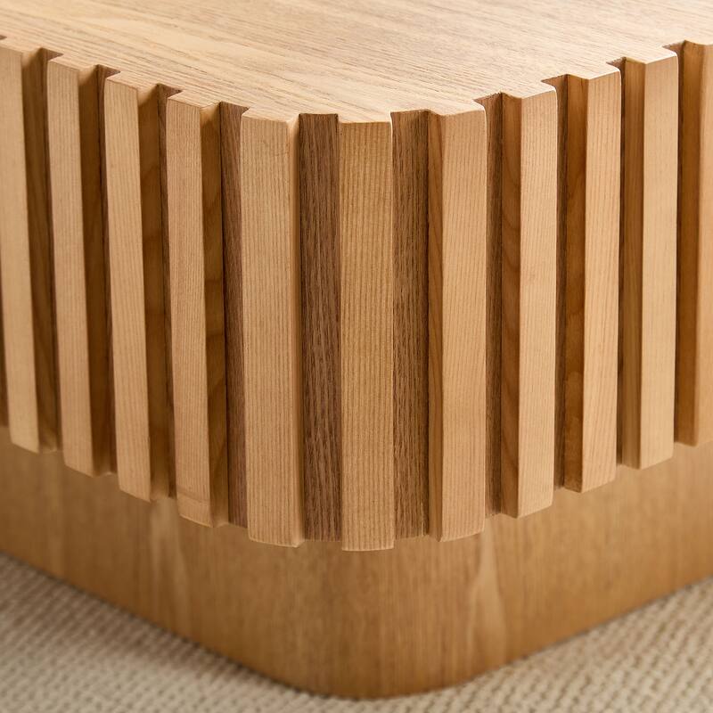 Modern Handcraft Square Coffee Table with Fluted Design