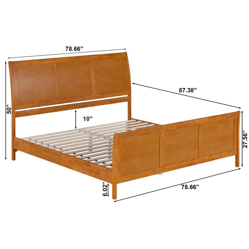 Valencia Solid Wood Low Profile Sleigh Platform Bed with Matching Footboard