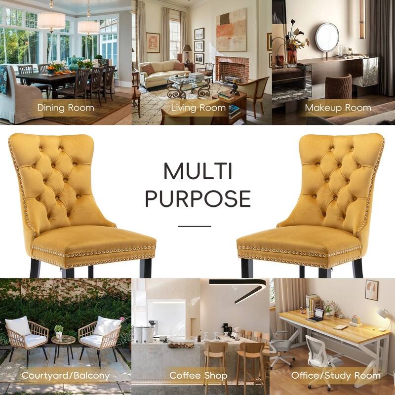 Tufted Naliheads Solid Wood Upholstered Dining Chairs (Set of 4)