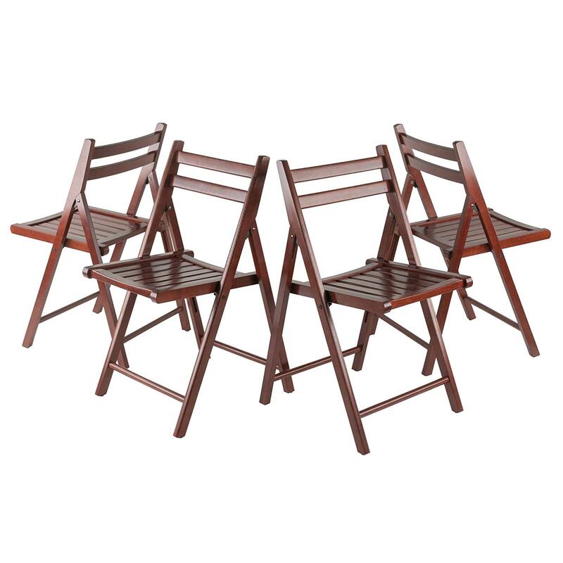 Drop Leaf Table Set with Folding Chairs - 5 Piece Solid Wood Dining Set