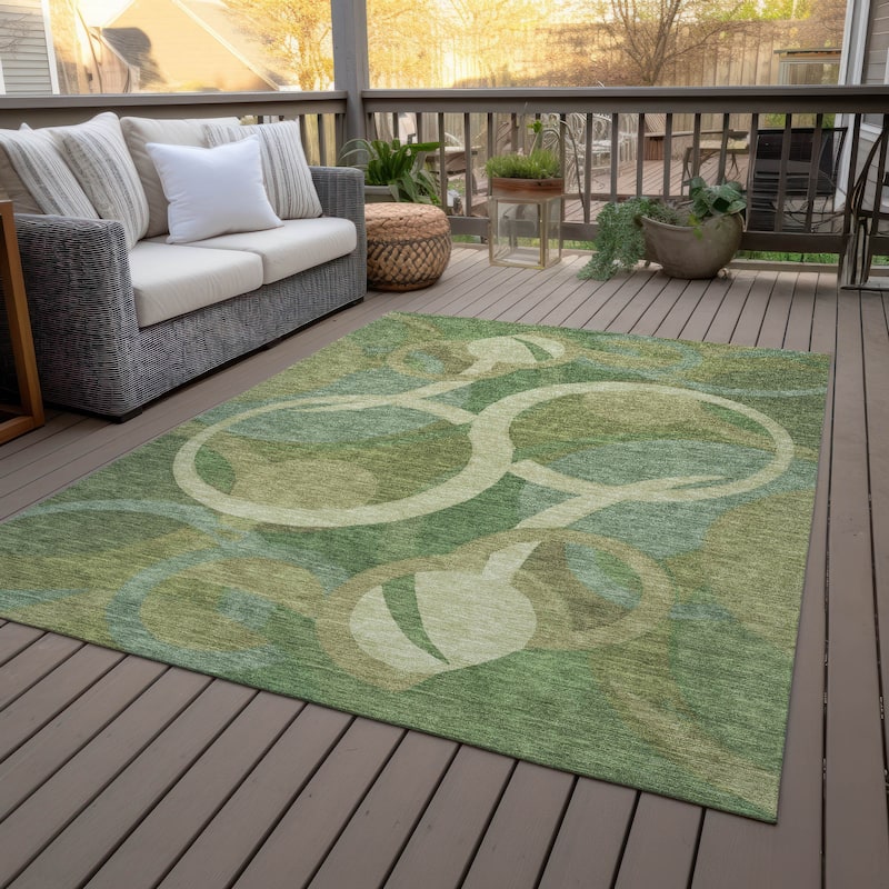Machine Washable Indoor/Outdoor Contemoorary Deco Chantille Rug