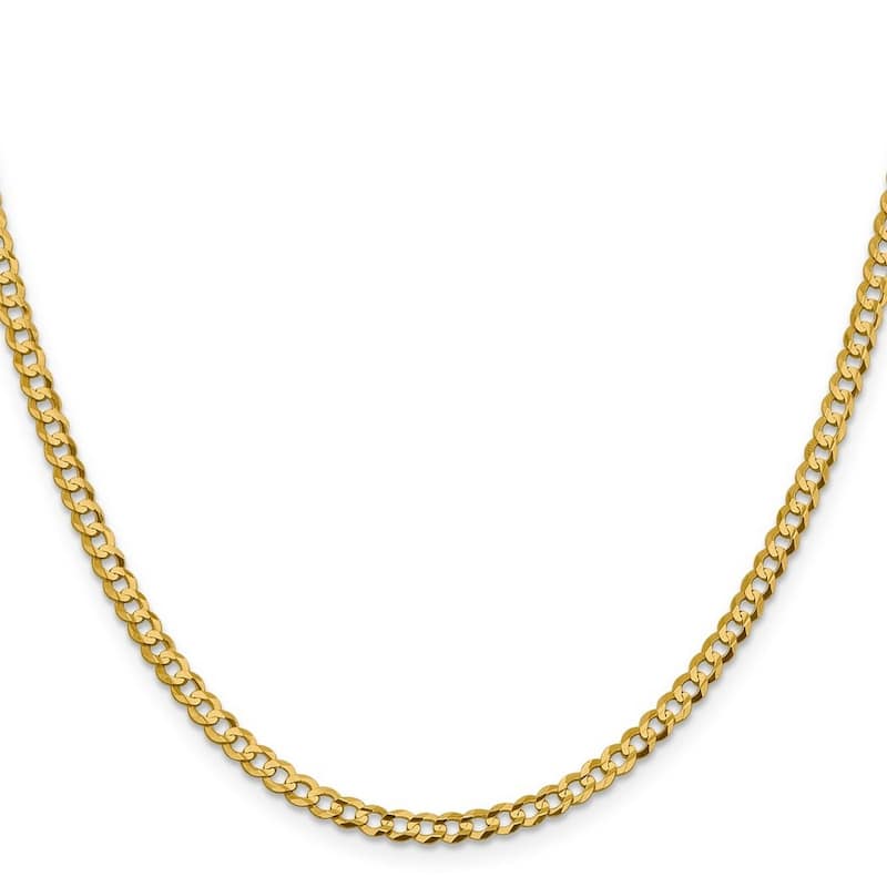 Curata 14k 3.7mm Solid Polished Light Flat Miami Curb Chain Bracelet