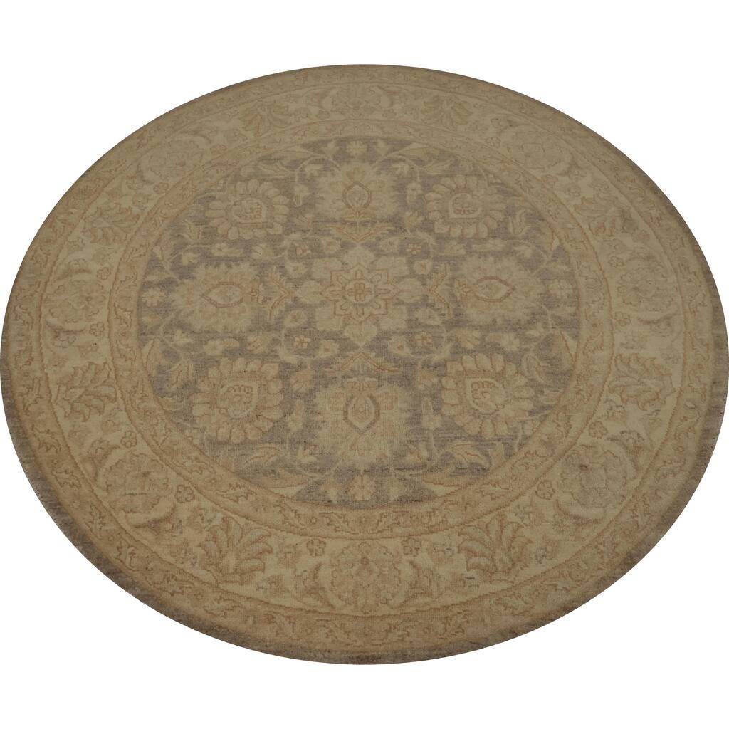 Hand Knotted Oriental 100% Wool Carpet Traditional Floral Brown Peshawar Area Rug - 5' 0'' X 4' 10''