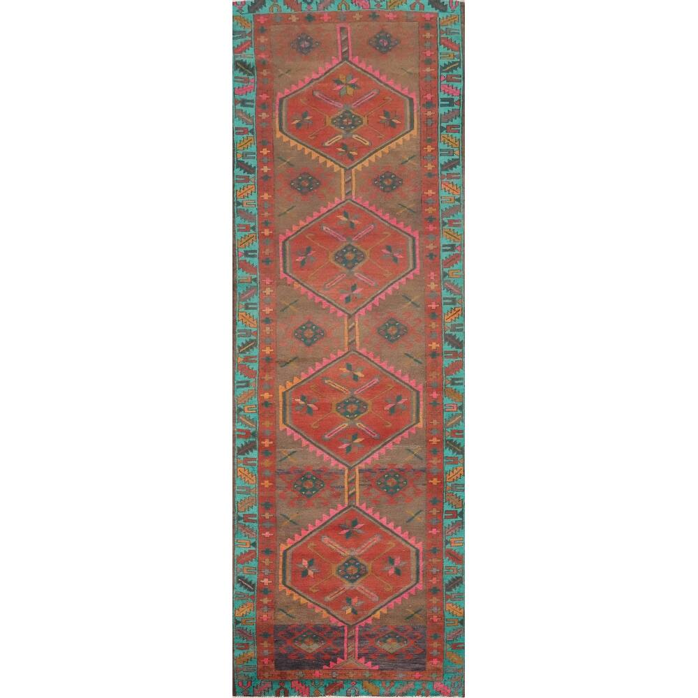 Hand Knotted Oriental 100% Wool Carpet Traditional Tribal Red Ardebil Runner Rug - 12' 7'' X 3' 6''
