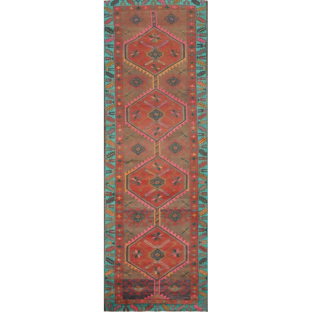 Hand Knotted Oriental 100% Wool Carpet Traditional Tribal Red Ardebil Runner Rug - 12' 7'' X 3' 6''