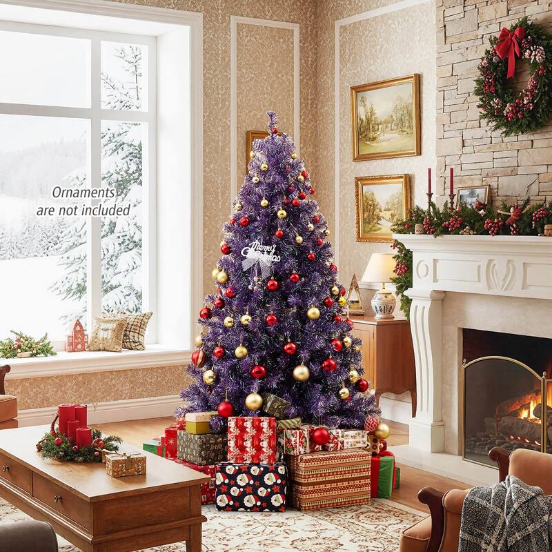 Costway 6.5 FT/7.5 FT Artificial Xmas Tree with 250/550 White LED - See Details