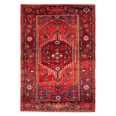 ECARPETGALLERY Hand-knotted Andelz Red Wool Rug - 4'3 x 6'4
