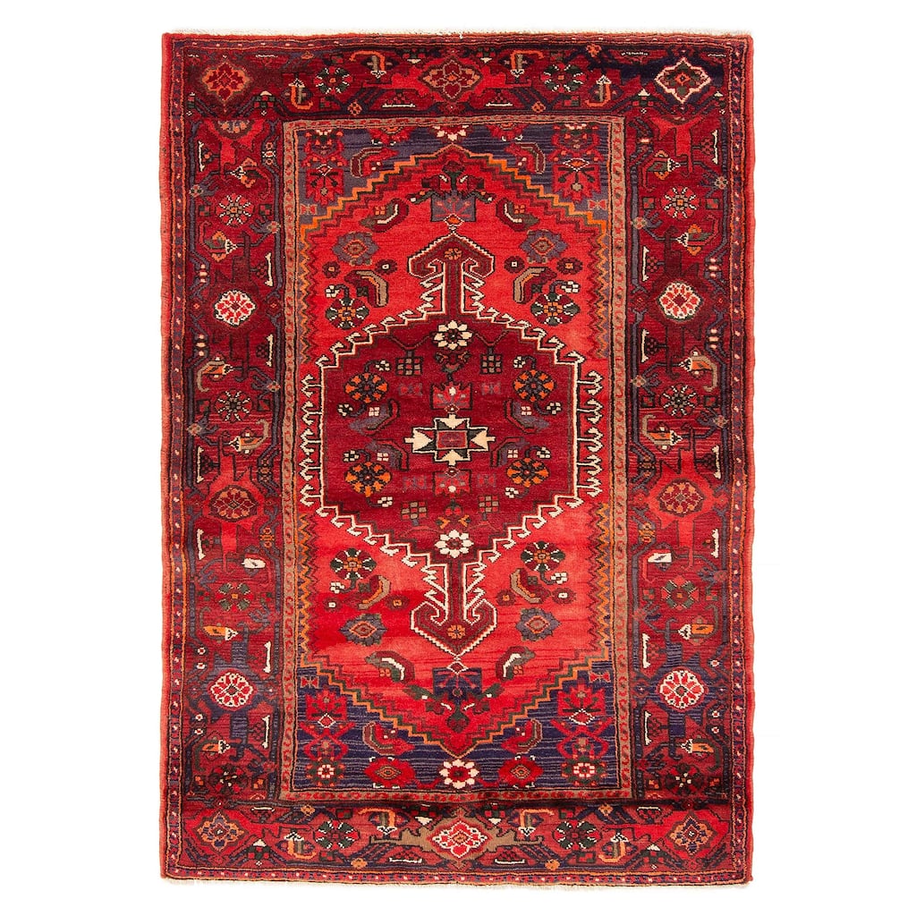 ECARPETGALLERY Hand-knotted Andelz Red Wool Rug - 4'3 x 6'4