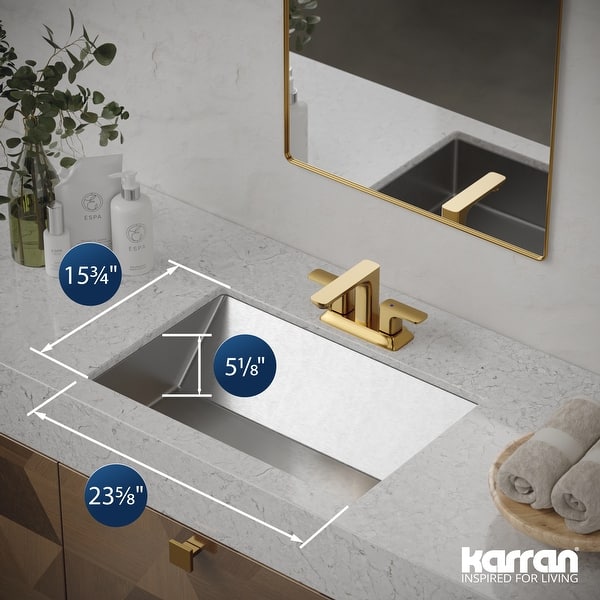 dimension image slide 1 of 3, Karran Cinox Stainless Steel Rectangular Undermount Sink