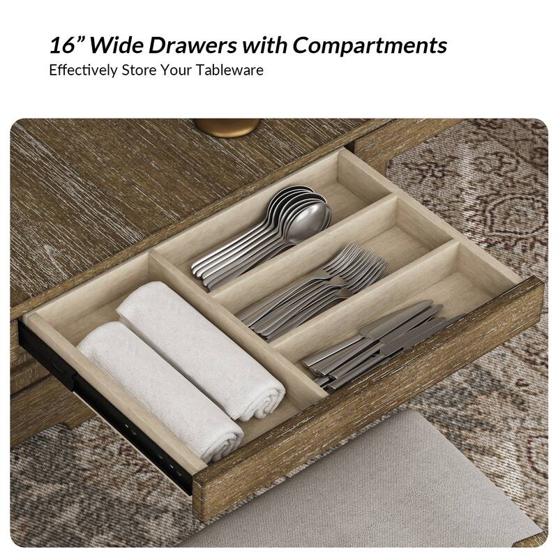 Pawel 86" Farmhouse Double Pedestal Dining Table with Two Built-in Divided Drawers by HULALA HOME