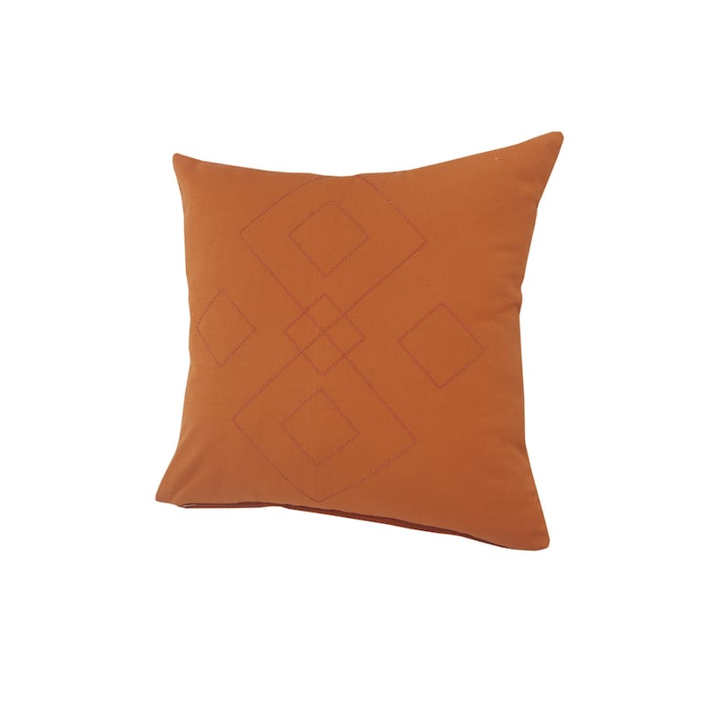 HomeRoots 20" X 20" Orange And Dark Orange 100% Cotton Diamond Zippered Pillow
