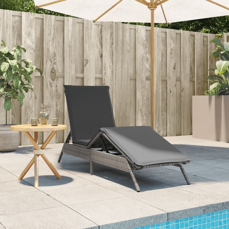vidaXL Sun Lounger with Cushion Daybed Chaise Lounge Patio Furniture Poly Rattan - 23 x 79 x 33.5