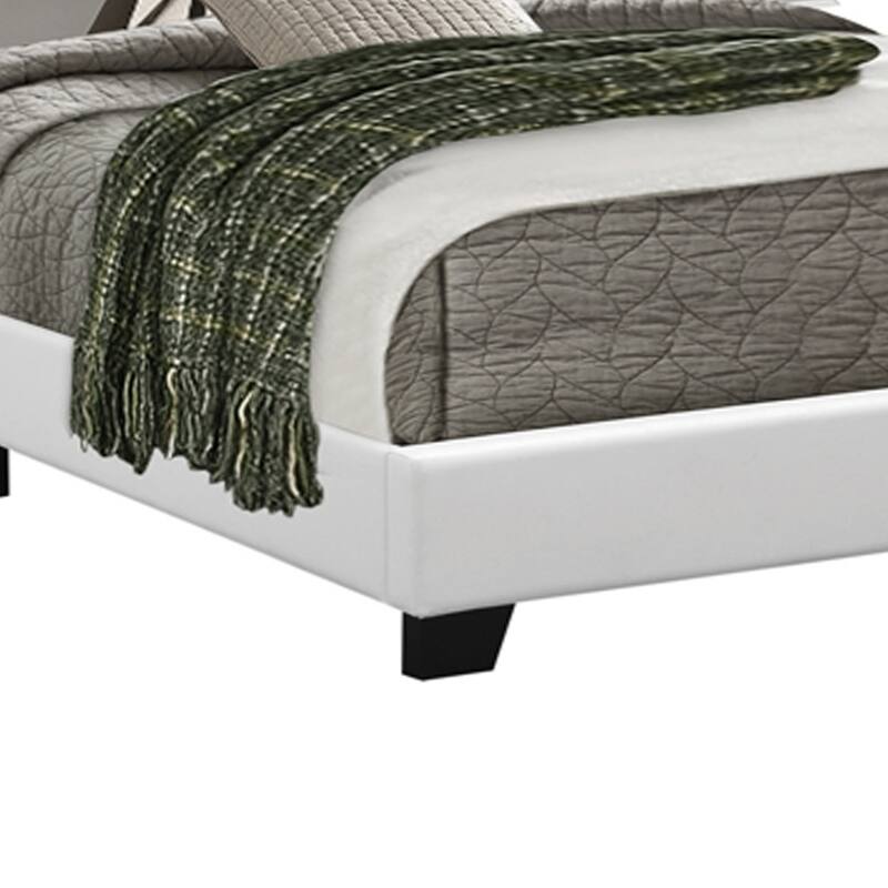 Leatherette Upholstered Platform Bed in White