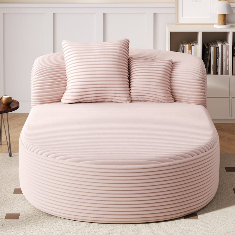 51.6" Chaise Lounge Sofa Bed - Boneless Couch with 2 Pillows - Compression Design for Living Room