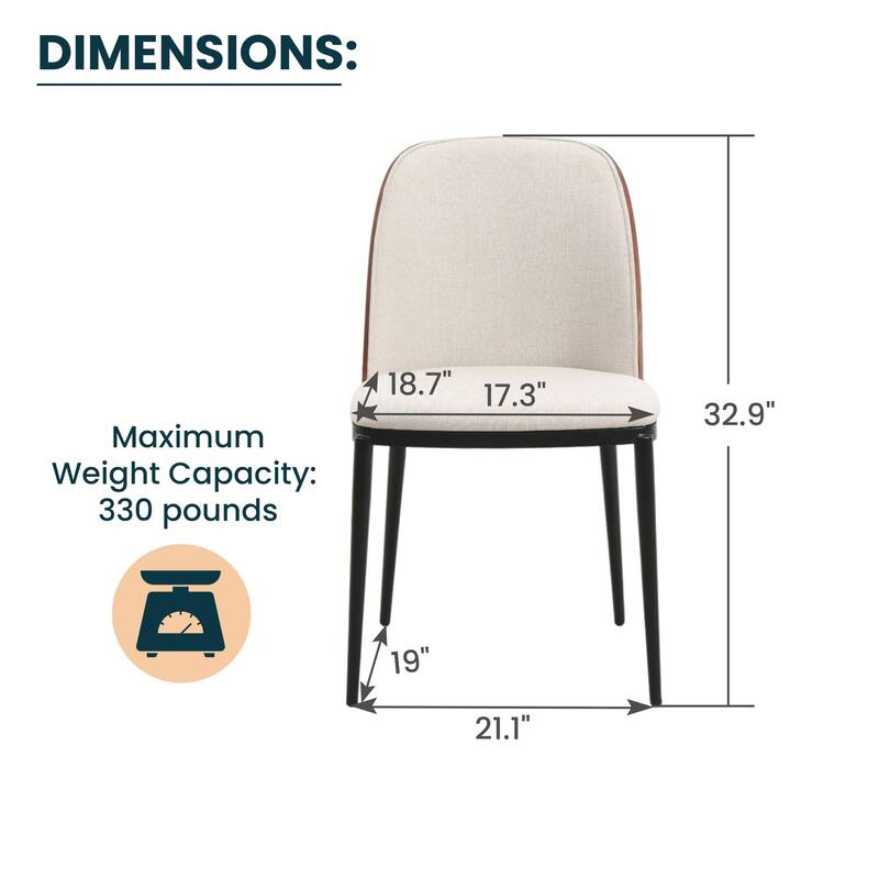 Dining Chair with Upholstered Seat Side Chair with MDF Wood Frame in Steel Set of 4