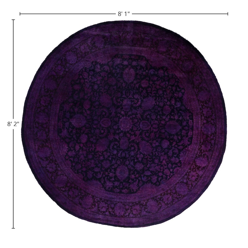 Overdyed One-of-a-Kind Hand-Knotted Area Rug - Purple - 8' 1" x 8' 2"
