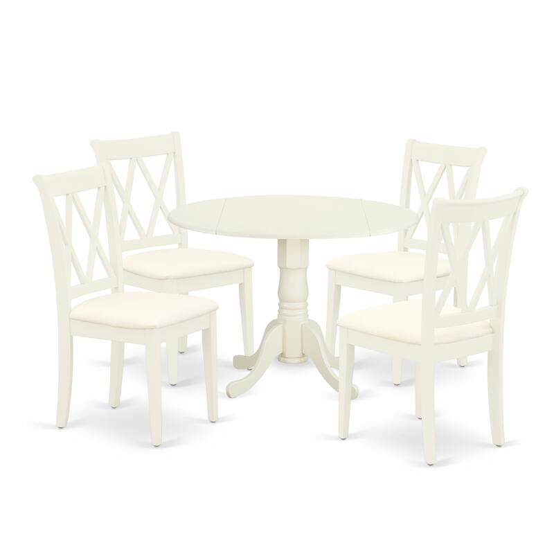 East West Furniture 5 Piece Kitchen Table Set- a Dining Table and 4 Linen Fabric Dining Chairs, (Finish Options)
