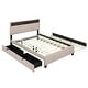 preview thumbnail 11 of 9, Queen size Upholstered Platform Bed w/Twin XL Trundle & 2 drawers and Sockets & USB Ports