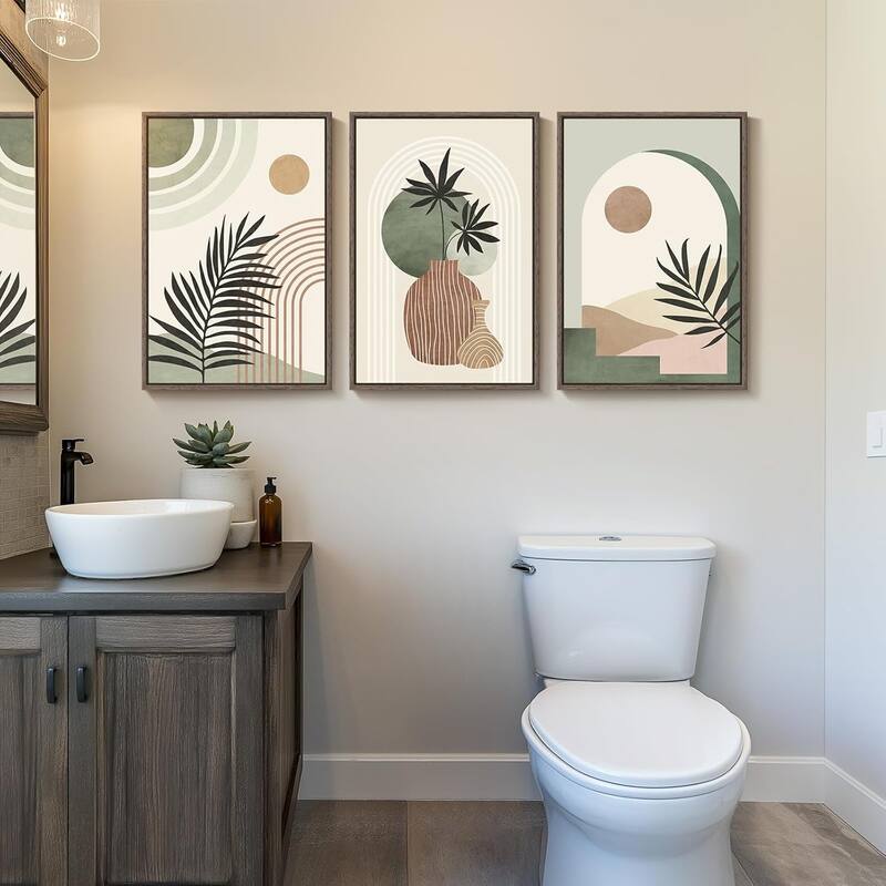 3 Piece Bohemian Leaf Sun Pot Canvas Artwork