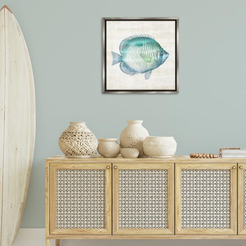 Stupell Fish Impression Sea Life Framed Floater Canvas Wall Art Design By Susan Arnot