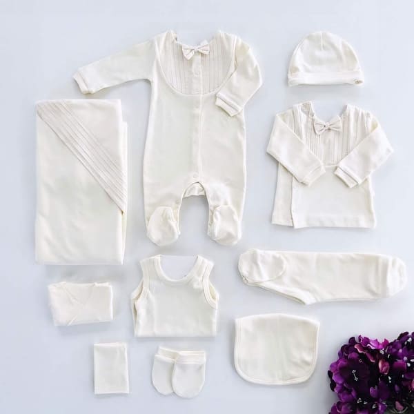 slide 2 of 3, Newborn Coming Home Set Ecru