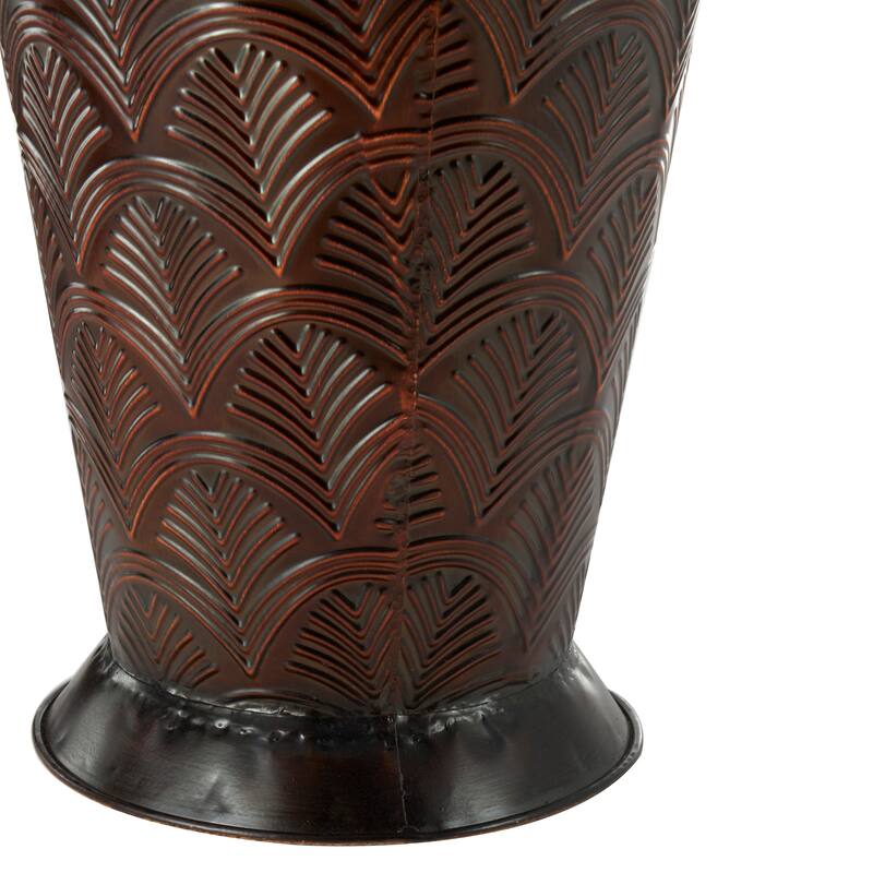 Dark Brown Metal Tall Vase with Geometric Designs (Set of 3)