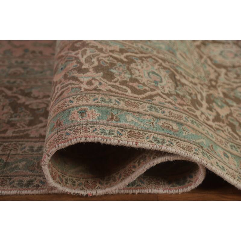 Hand Knotted Oriental 100% Wool Carpet Traditional Floral Pink Mashad Area Rug - 12' 3'' X 9' 4''