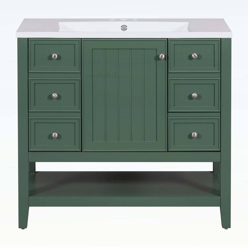 Bathroom Vanity with Sink,Cabinet,and Drawers,Open Shelf