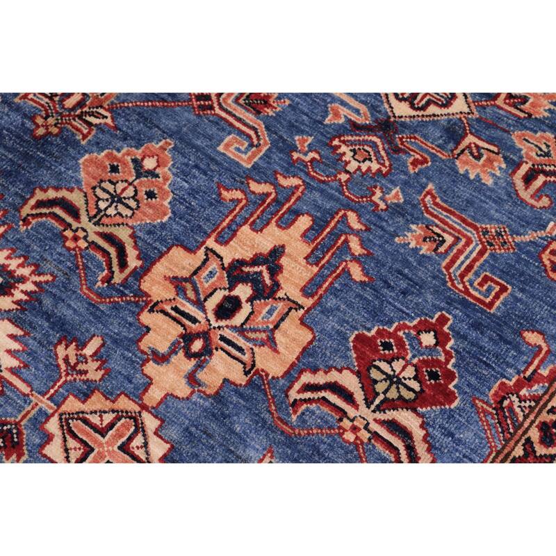 Tribal Super Kazak Kamila Light Blue/Natural Hand Knotted Wool Rug - 6'1'' x 9'6''